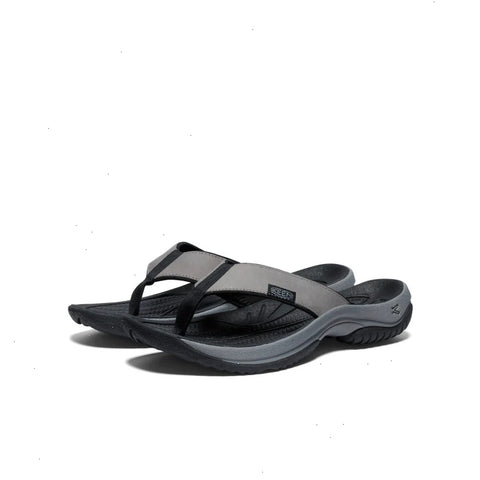Men's Kona Leather Flip-Flop  |  Steel Grey/Black