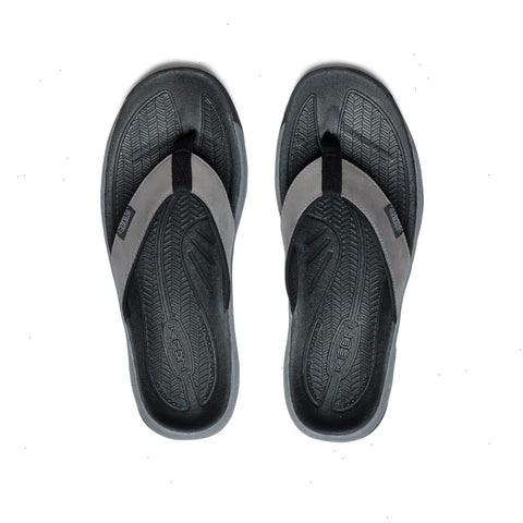 Men's Kona Leather Flip-Flop  |  Steel Grey/Black