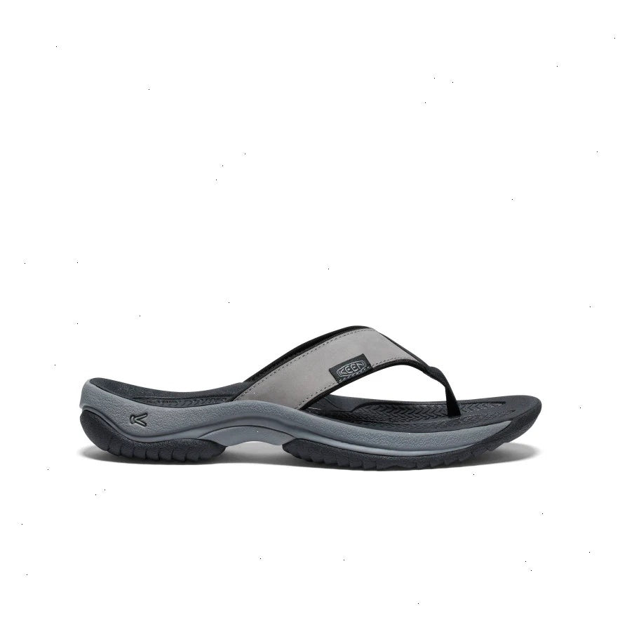 Men's Kona Leather Flip-Flop  |  Steel Grey/Black